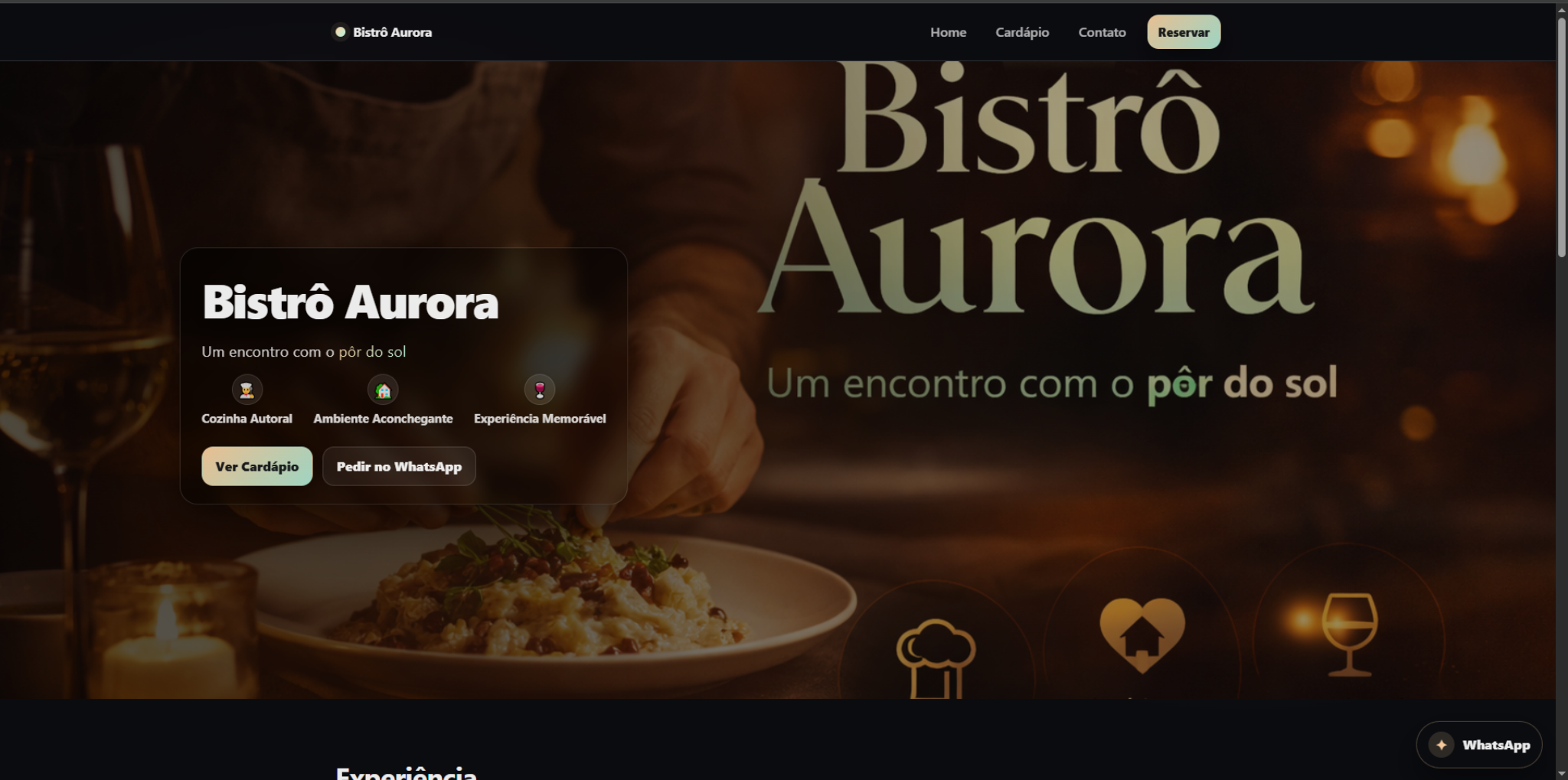 Site demonstrativo Bistrô Aurora